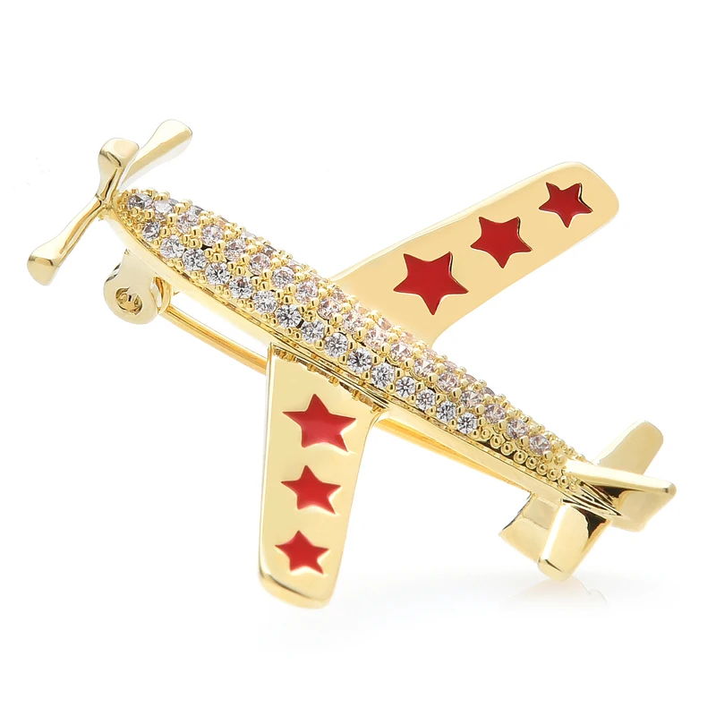 

Wuli&baby Cubic Zirconia Airplane Brooches For Women Men 2-color Enamel Aircraft Casual Party Brooch Pin Gifts