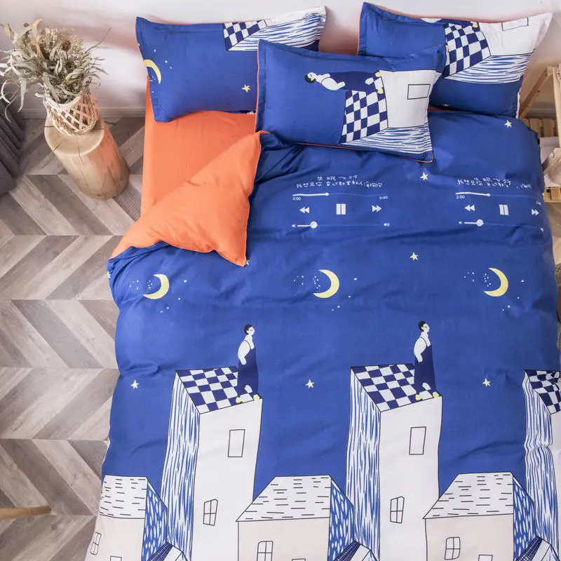 Комплект постельного белья королевского размера с мультяшным рисунком детская