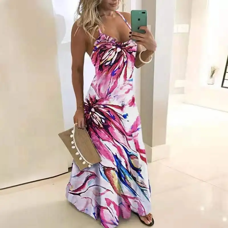 

2021 slim skirt flame series slim positioning floral suspender dress