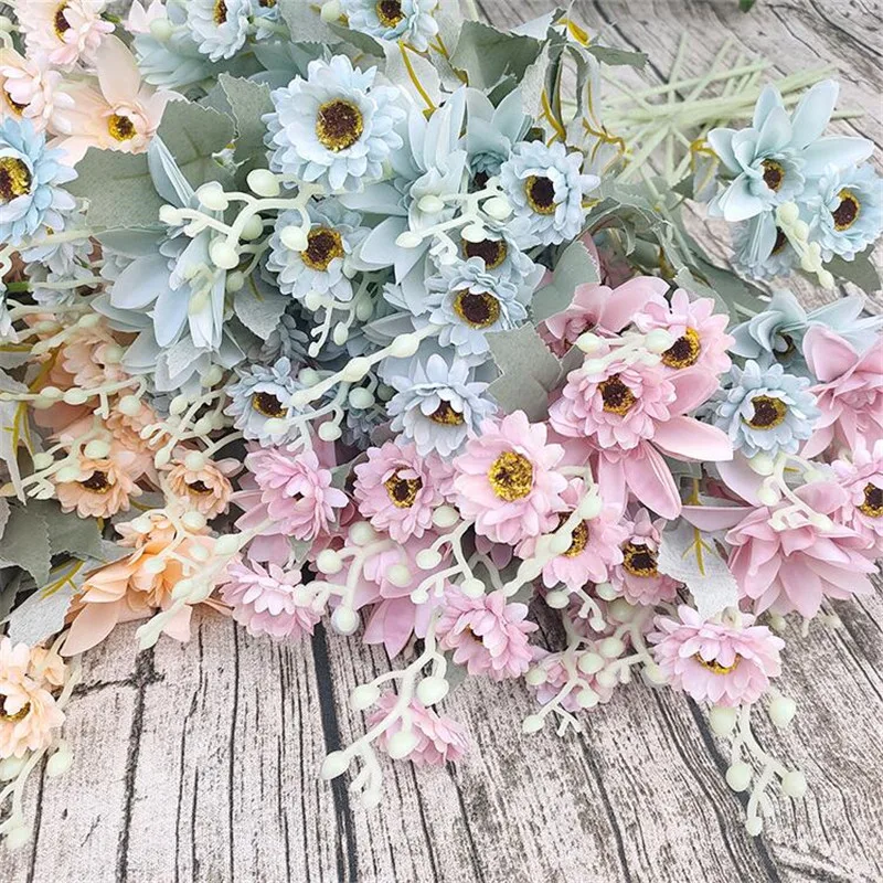 

10Pcs Silk Dahlia Flower Branches 34" length Artificial Daisy Plant 15 heads for Wedding Home Showcase Decorative Flowers