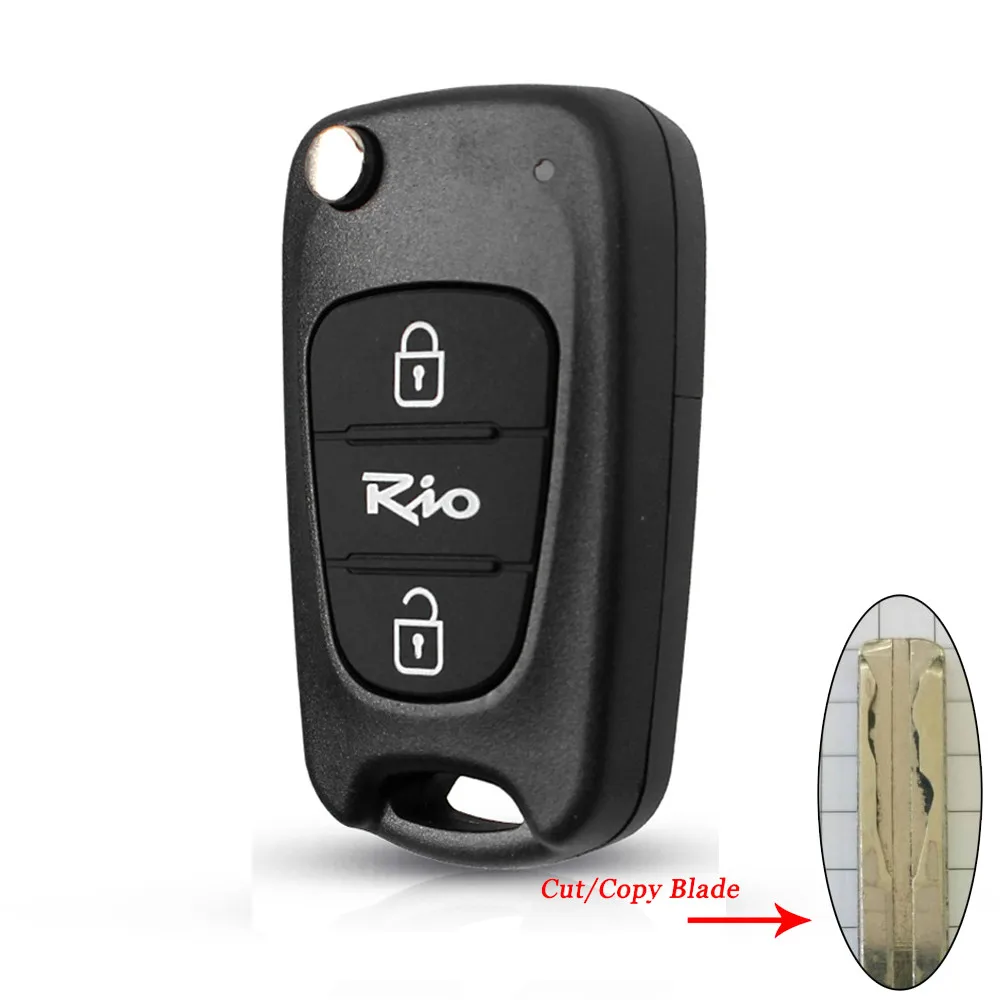 Cutted Key Автомобильный ключ KEYYOU для Kia Rio 3 кнопки флип Обложка сменная ключ оболочки пустой пульт дистанционного Fob чехол Cut/Uncut Blade KeyCase - Number of Buttons: Cutted Key