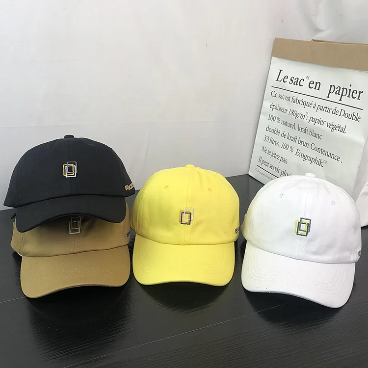 

Rectangle Embroidery Men's Baseball Cap Snapback Kpop Hip-Hop Summer Hat Cotton Women's’ Hat Cotton Sun Hat Dad Hat