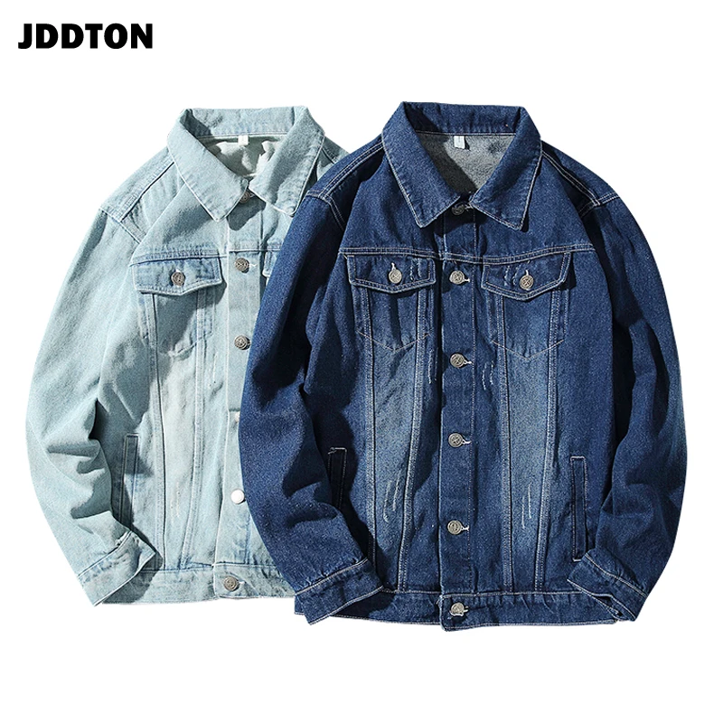 JDDTON Осенняя мужская джинсовая куртка бомбер с несколькими карманами хлопковая