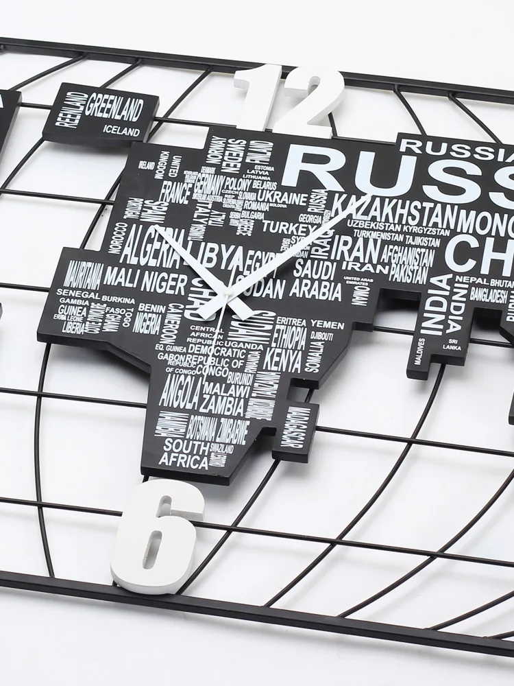 Nordic металлические настенные часы 3d Карта мира Гостиная механизм настенных часов