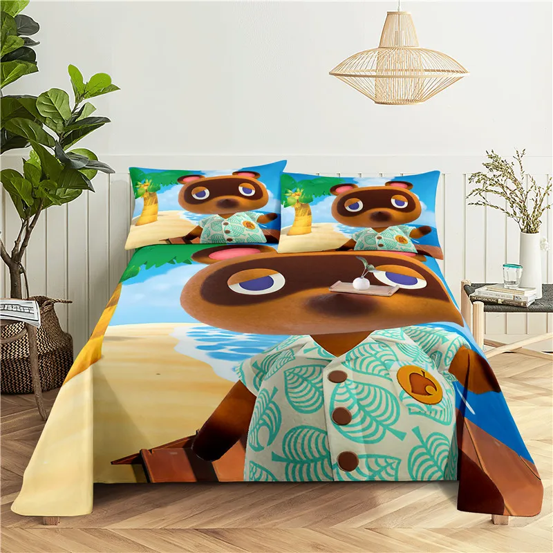

Cartoon Animal 0.9/1.2/1.5/1.8/2.0m Digital Printing Polyester Bed Flat Sheet With Pillowcase Print Bedding Set