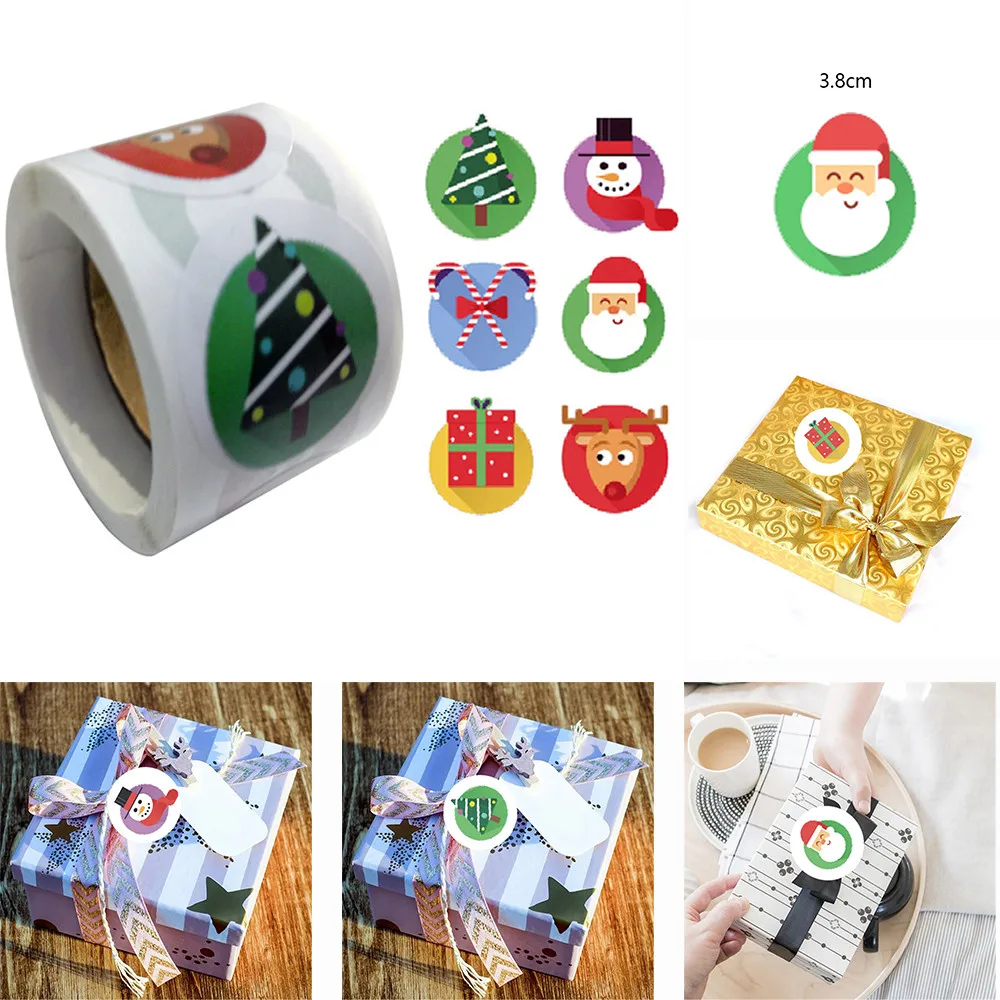 

500pcs Snowman Stickers Christmas Gift Decoration Sticker Packaging Stationery Sticker Happy Holidays Decoration Seal Label