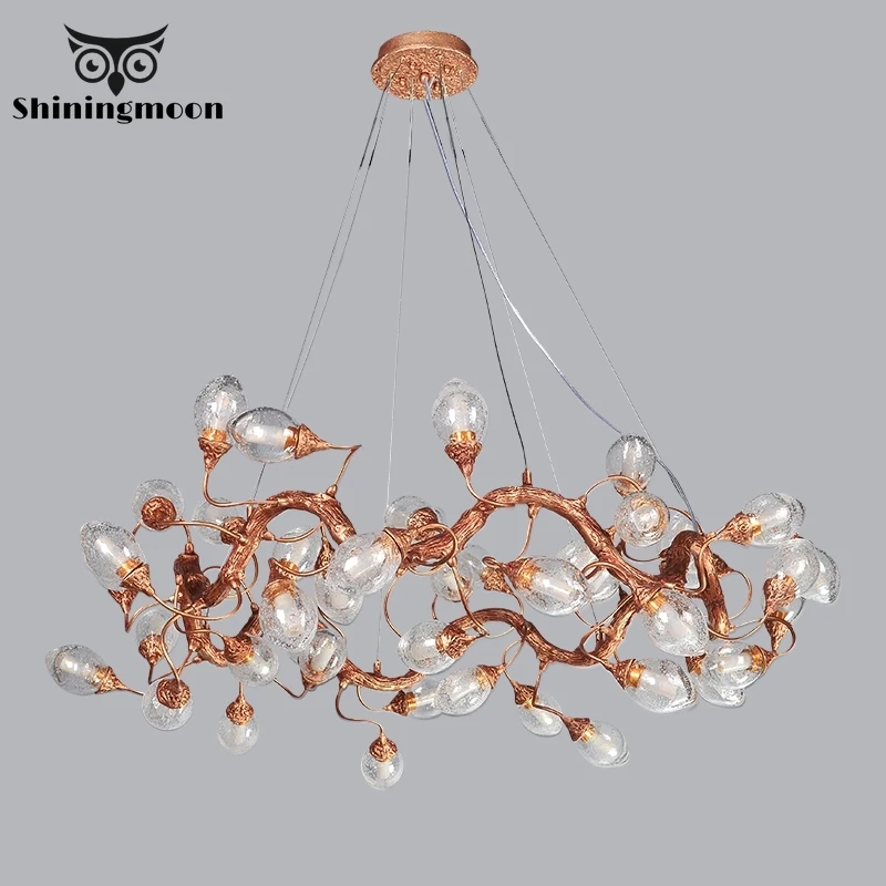 Современный декор дома светодиодный Люстра Освещение овал Стекло Медь Ресторан