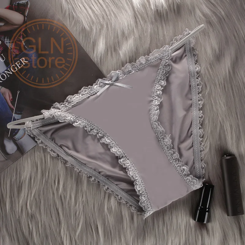 

New Style Women 's Underwear Panties Ultra-thin Seamless Low Waistband Pure Cotton Briefs Sexy Lace Edge Ice Silk Lingerie 019