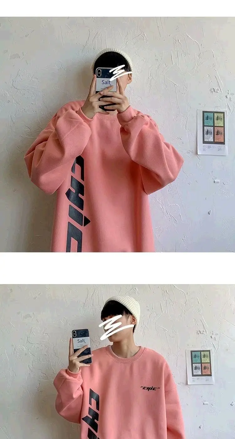 

Oversize Chinese Red Long sleeve T-shirt Men's high sense Hip Phop fried street top толстовка мужской sweat zadig et voltaire