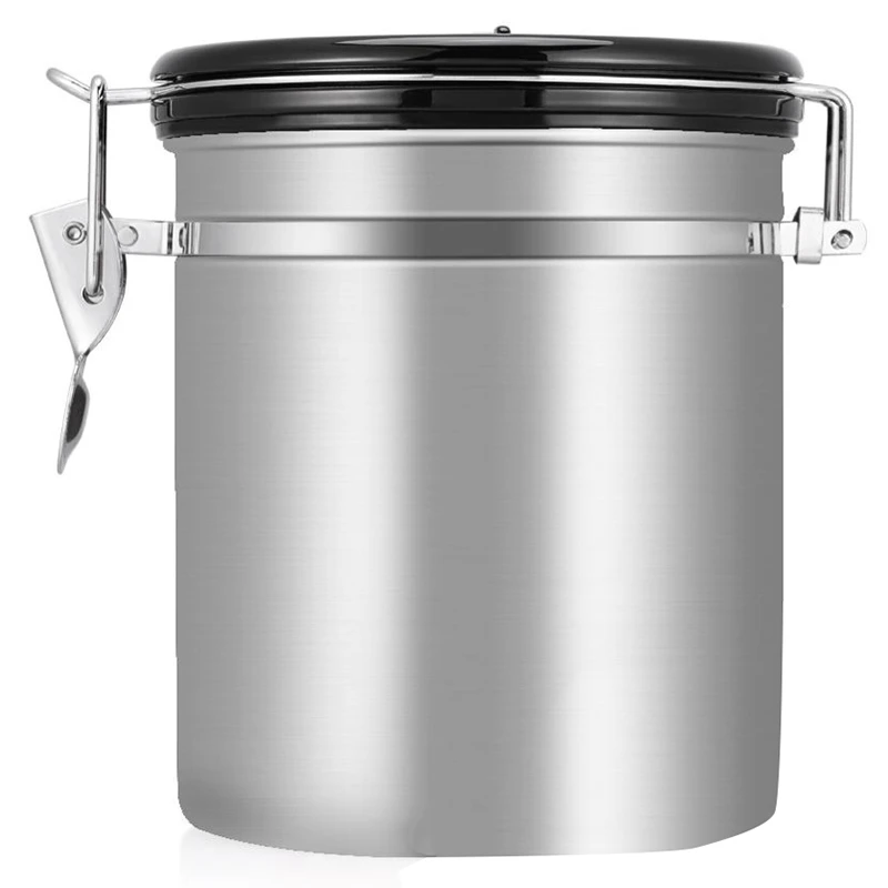 

Coffee Flour Sugar Stainless Steel Container Dili Kitchen Storage Canister Vacuum Co2 Valve Airtight Coffee Container Storage Ca