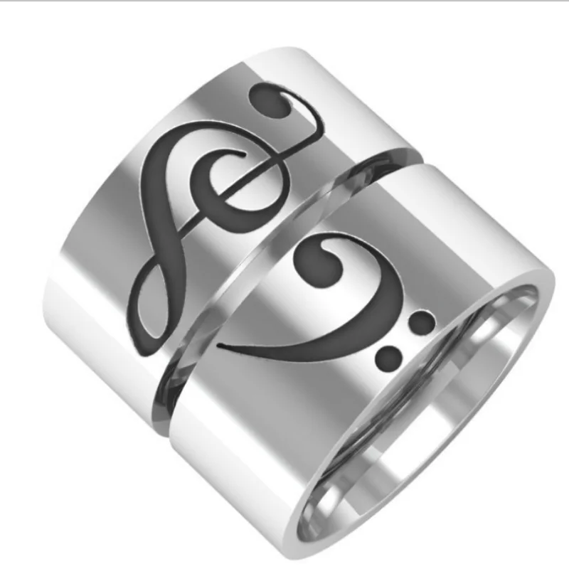 Парная личность музыкальный символ из нержавеющей стали серебряное кольцо с