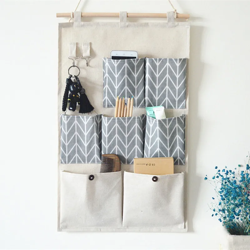 

3/7Pockets Cute Wall Mounted Storage Bag Closet Organizer Clothes Hanging Storage Bag Children Room Pouch Home Decor