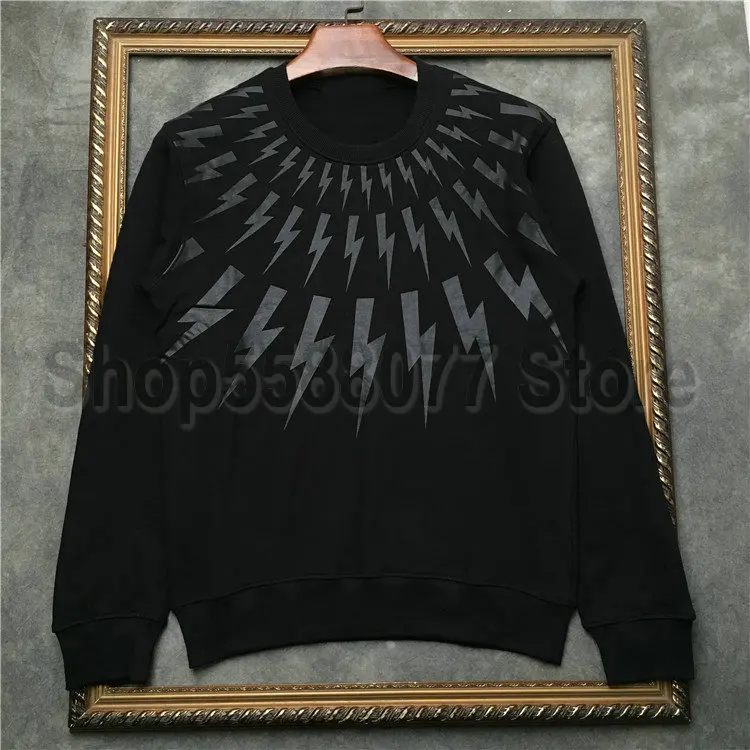 

New Designer Luxury Mens Long Sleeve geometry classic lightning print hoodies Fashion Pullover Hoodies Cotton Hoody Sweatshirt