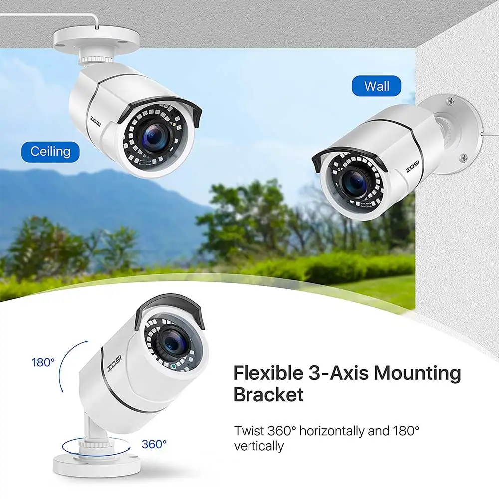 ZOSI 5MP Super HD Outdoor/Indoor Security Camera 36PCS LEDs 120ft IR Night Vision Weatherproof Surveillance CCTV Bullet | Безопасность и