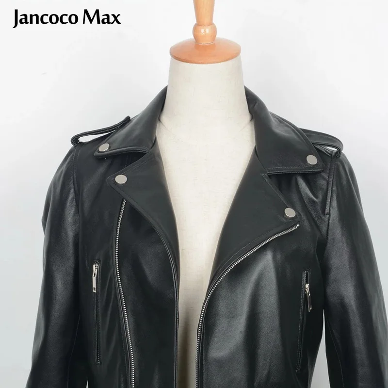 Jancoco Max Новые популярные Короткие куртки женские пальто из натуральной кожи с