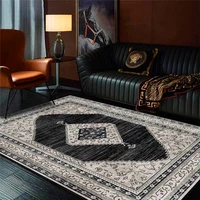european style vintage rug ethnic style black gray geometric carpet living room bedroom bed blanket kitchen bathroom floor mat