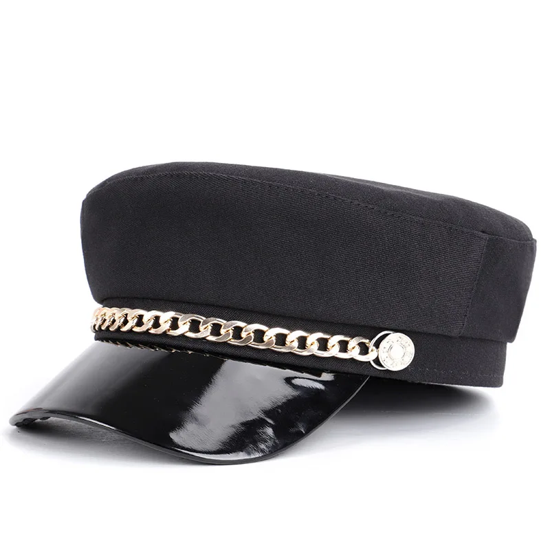 Новинка ПУ Кепка Весенняя темно синяя шляпа Ms. Fashion дикая тонкая английская