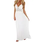 Платье женское длинное пляжное в стиле бохо, модное белое вечернее, повседневное в стиле кэжуал, без рукавов, 62 #2021
