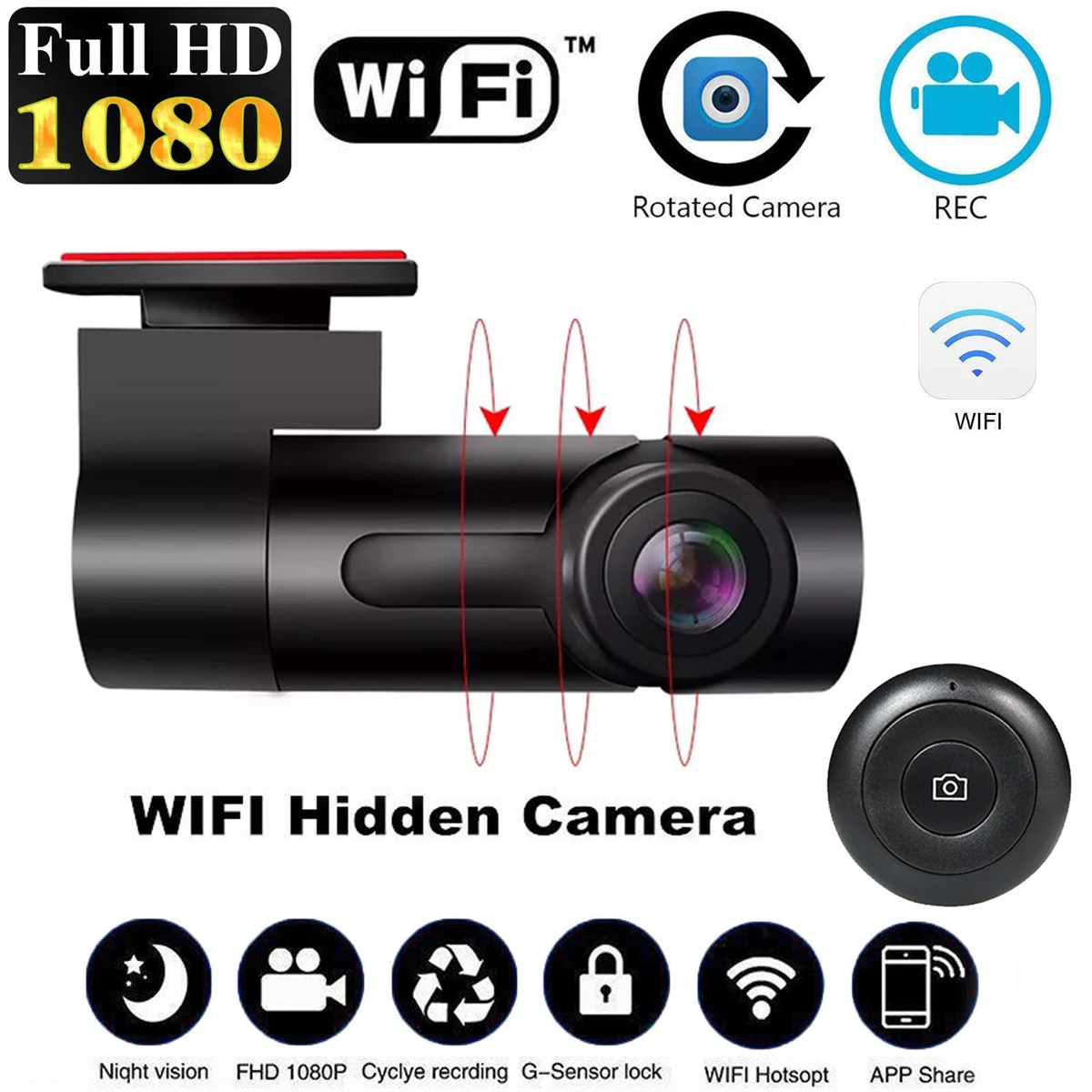 Миниатюрный Автомобильный видеорегистратор с Wi Fi панорамная камера на приборную