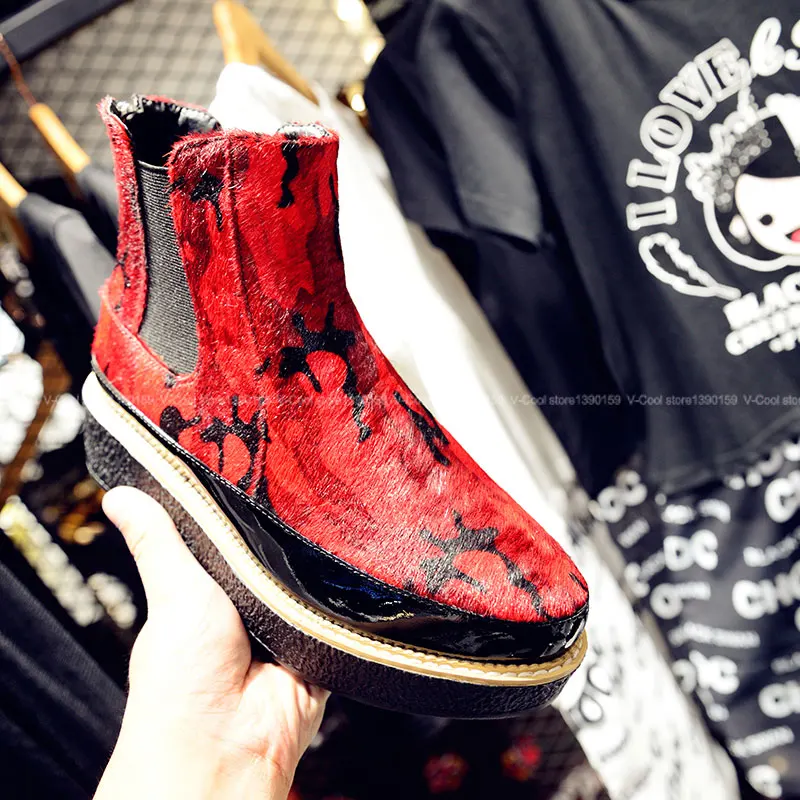 

100% black boots with studs Leopard Sexy Footwear Women Newest Ankle Boots Ladies Genuine Horsehair high quality boots