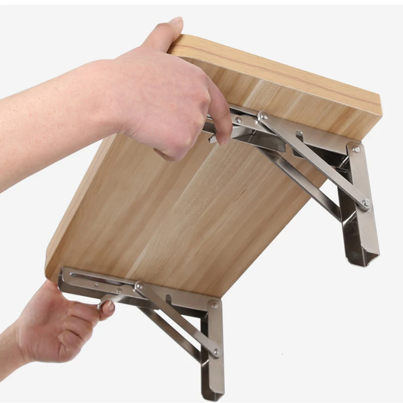 

NEW 2PCS,10 Inch to 16 Inch Cheap Heavy Duty Stainless Steel Folding Desk Table Wall Mount Movable Hanging Angle Shelf Brackets
