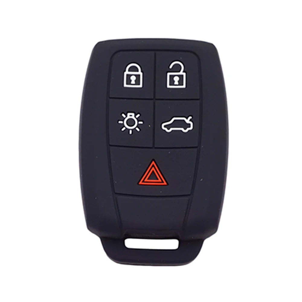 Black OkeyTech 5 пуговицы силиконовый для ключа автомобиля чехол для Volvo XC90 C70 S60 D5 V50 S40 C30 автобрелок держатель высокое качество - Название цвета: Black