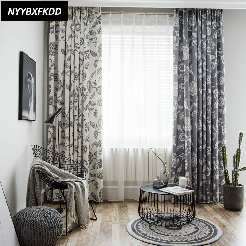 

Printing Curtains for Living Room Concise Modern Ins Wind Matching Colored Linen Curtains for Bedroom Balcony Blackout Curtain