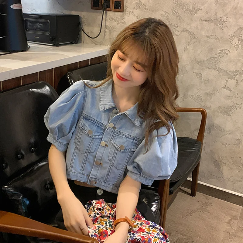 Джинсовая куртка летняя маленькая тонкая 150 см Новая верхняя одежда короткий топ