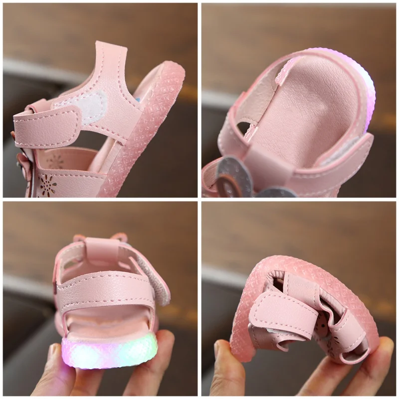 

2020 Light Luminous Sandals Children Baby Girls Led Sport Sneaker Shoes Rabbit Sandals LED Sandals For Girl