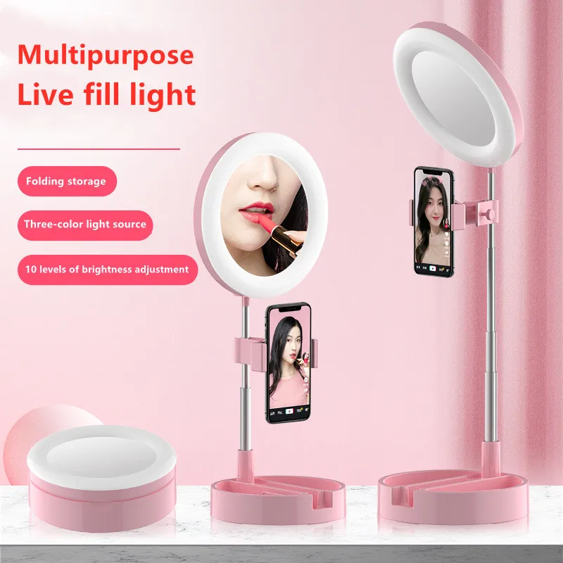 

16CM LED Folding Storage Ring Light Photography Lighting Selfie Lamp USB Dimmable for Youtube Makeup Video Live Photo Studio
