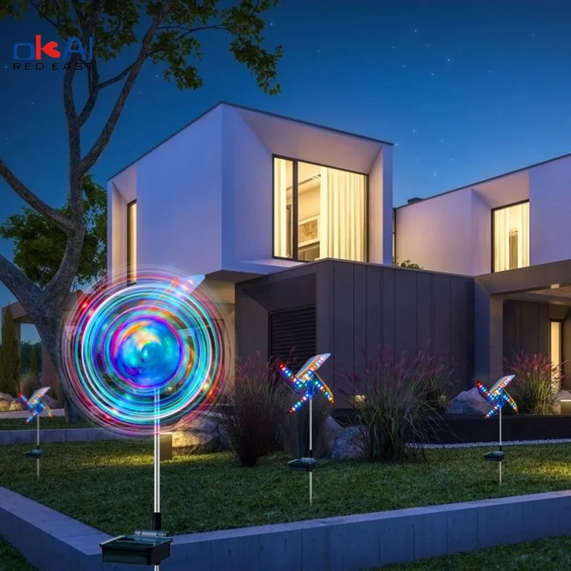 

1-8 Pcs Waterproof Outside for Garden Decoration Windmill LampOutdoor Solar Power Light Outdoor Ground Light