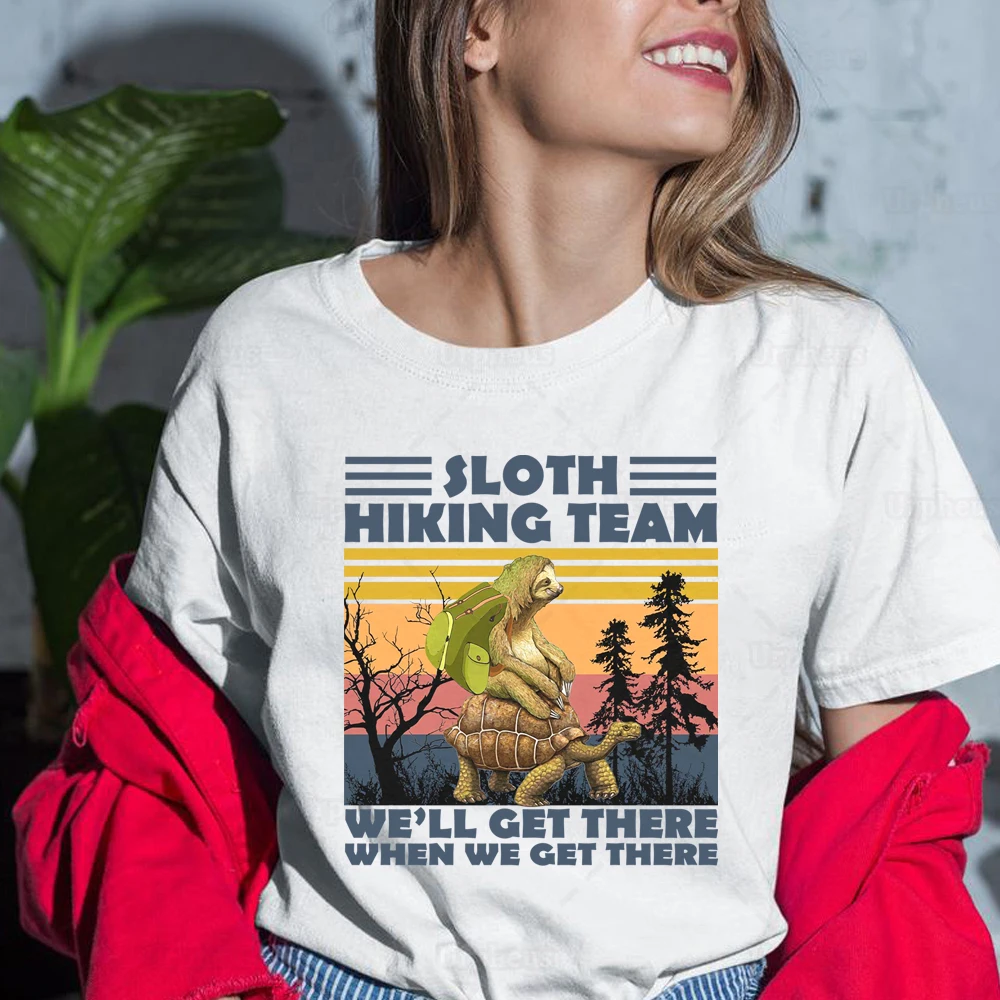 Забавная футболка с ленивцом винтажная хлопковая Футболка для походов команд
