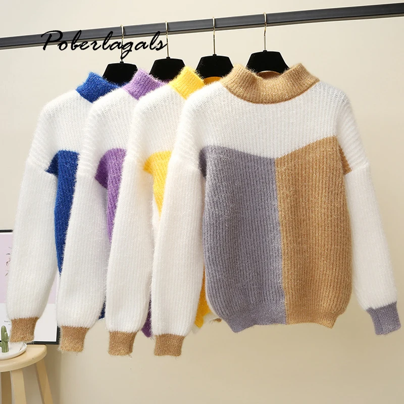 Новинка 2019 разноцветный осенне зимний женский свитер с круглым вырезом милый