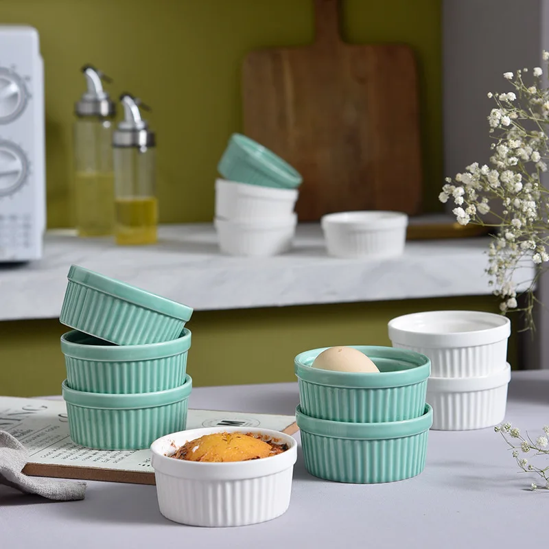 

European ceramic bowl household white tableware Nordic style dessert bowl shufulei small baking bowl