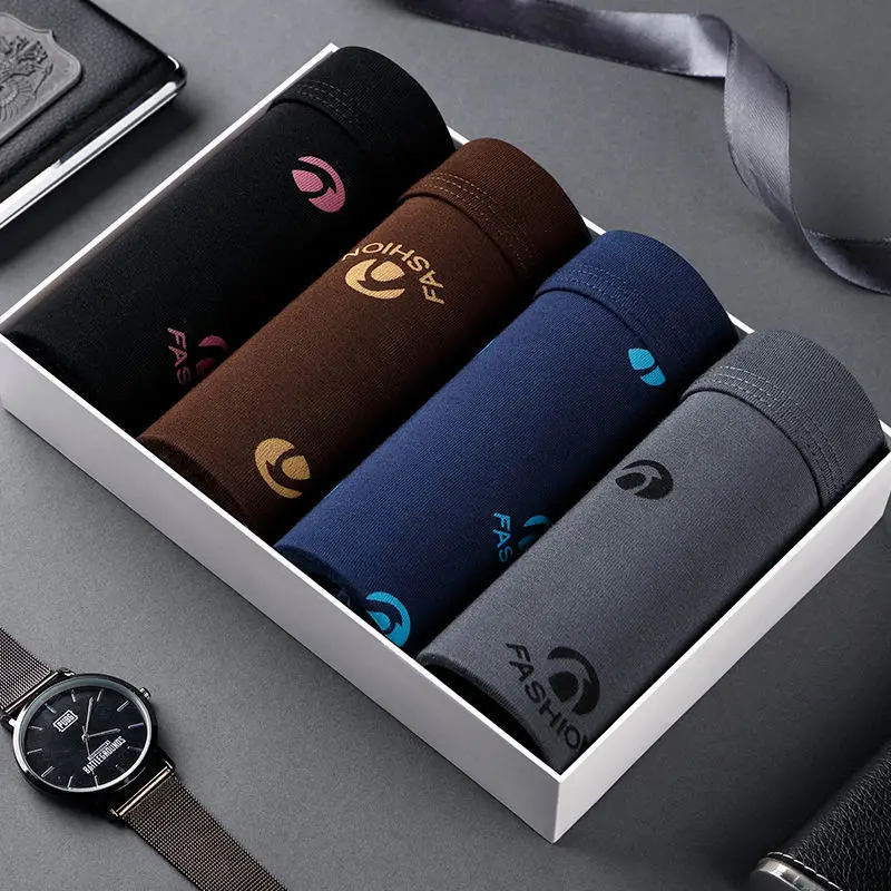 4Pcs / Mens Underwear Shorts Boxer Shorts Mens Sexy Underwear High Quality Mens Uunderwear Pure  Breathable Boxer Shorts Big siz