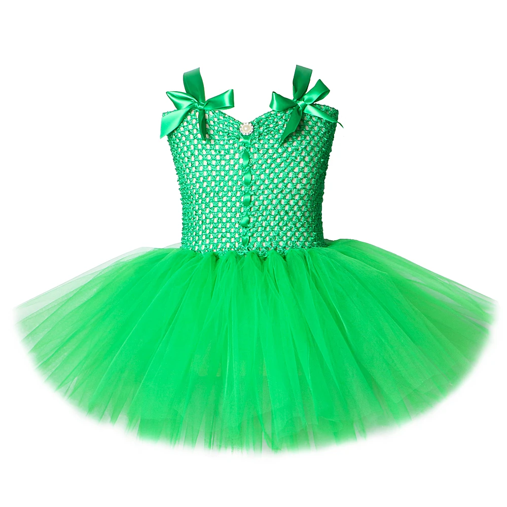 Solid Green Tutu Dress for Baby Girls Fairy Dresses Ireland St.Patrick's Day Kids Girl Halloween Christmas Costumes V-neck |
