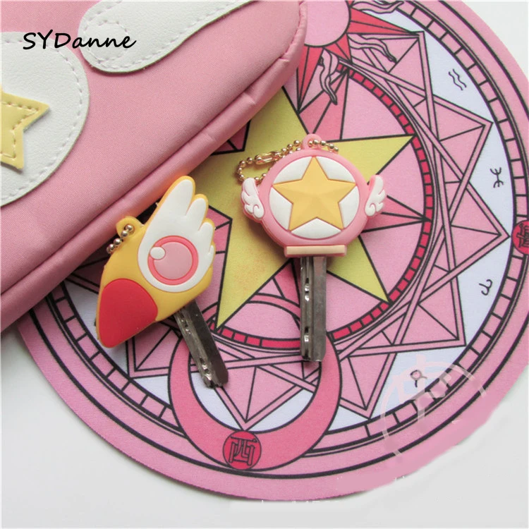 

Anime Card Captor Key Cover Cat Cosplay Badge Card Captor KINOMOTO Sakura Cartoon Cute Girl Maid Comicon Gift