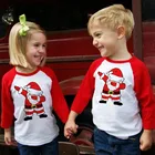 Осенняя детская футболка с принтом Санта-Клауса, Рождественская футболка для маленьких девочек и мальчиков, топы с длинным рукавом, шикарная одежда, Детская футболка, рождественские подарки