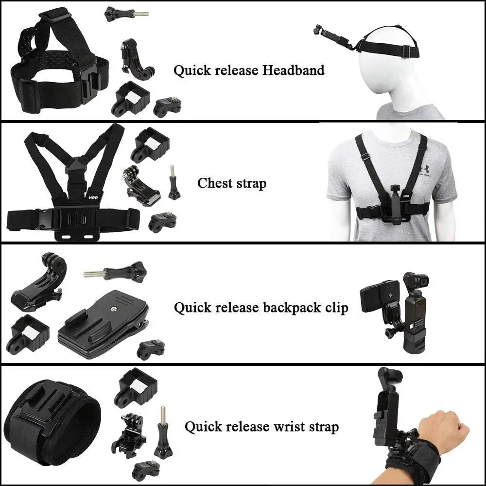 accessories kit for dji osmo pocket 2new quick release head strap mount chest mount harness backpack clip holder wrist strap free global shipping