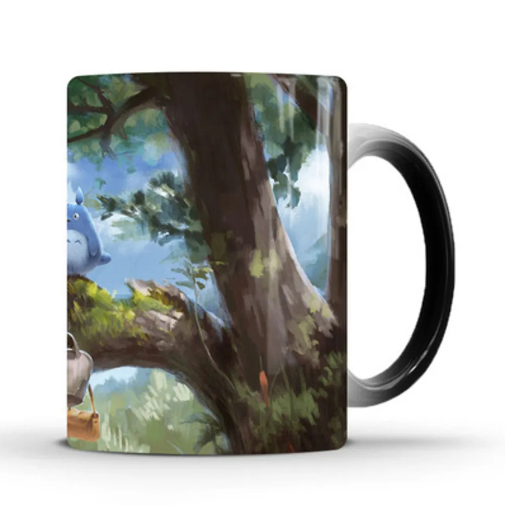 Tazas con tem&aacute;tica de Totoro, para la temperatura con decoloraci&oacute;n vaso de cer&aacute;mica, zumo de fruta, leche, caf&eacute;, regalo de cumplea&ntilde;os y Navidad, novedad-2
