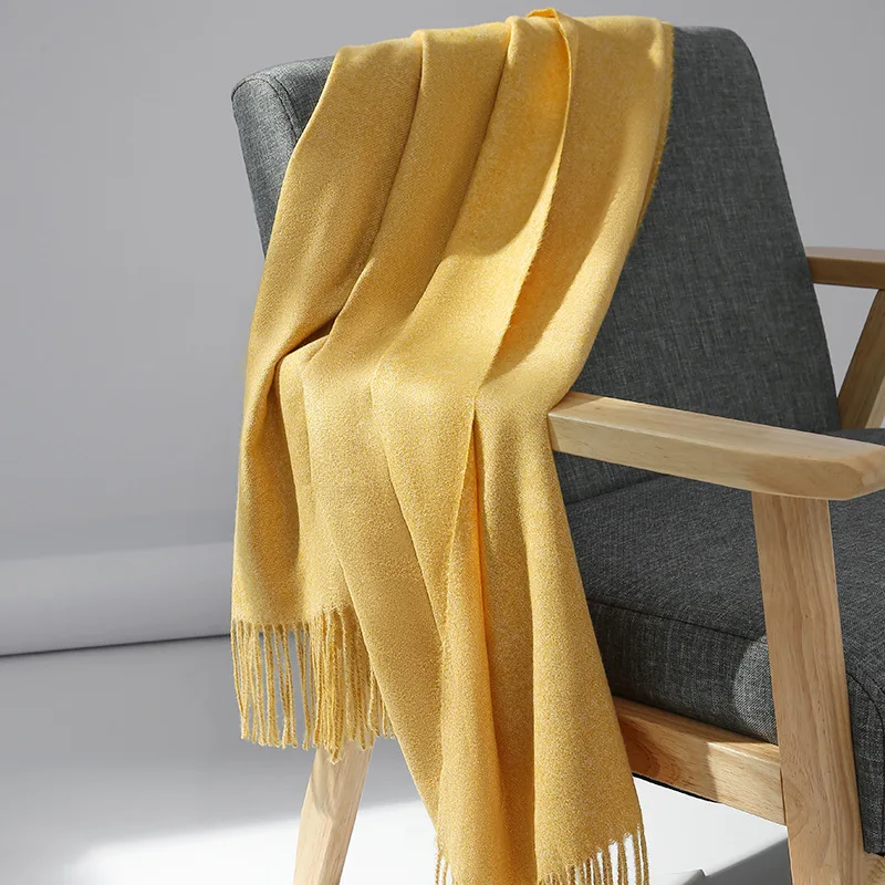 Cashmere Scarf Women Winter Solid Long Pashmina Shawl Female Soft Warm High Quality Large Bandana Blanket Blue,Orange,Khaki