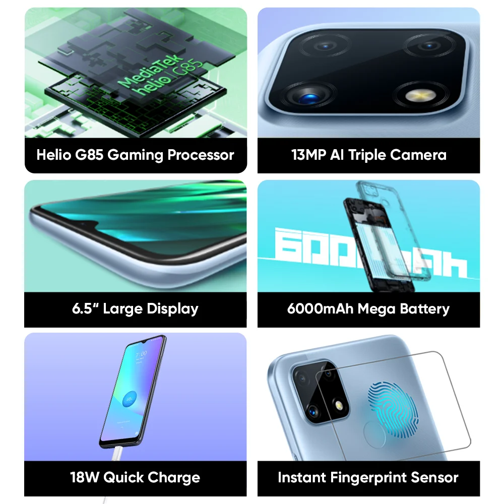 Ceny Realme C25S 4GB 128GB Telefon Komórkowy Wersja Rosyjska 6.5 Cal Ekran Helio G85 Octa Core 6000mAh Akumulator NFC