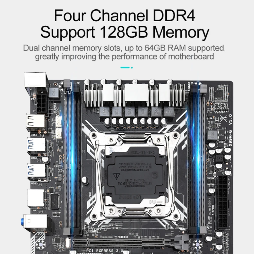 

X99M-G Computer Motherboard M-ATX DDR4 128G USB 2.0/3.0 SATA 2.0/3.0 M.2 WIFI Mainboard Support for LGA 2011-3 V3/V4 Series CPU