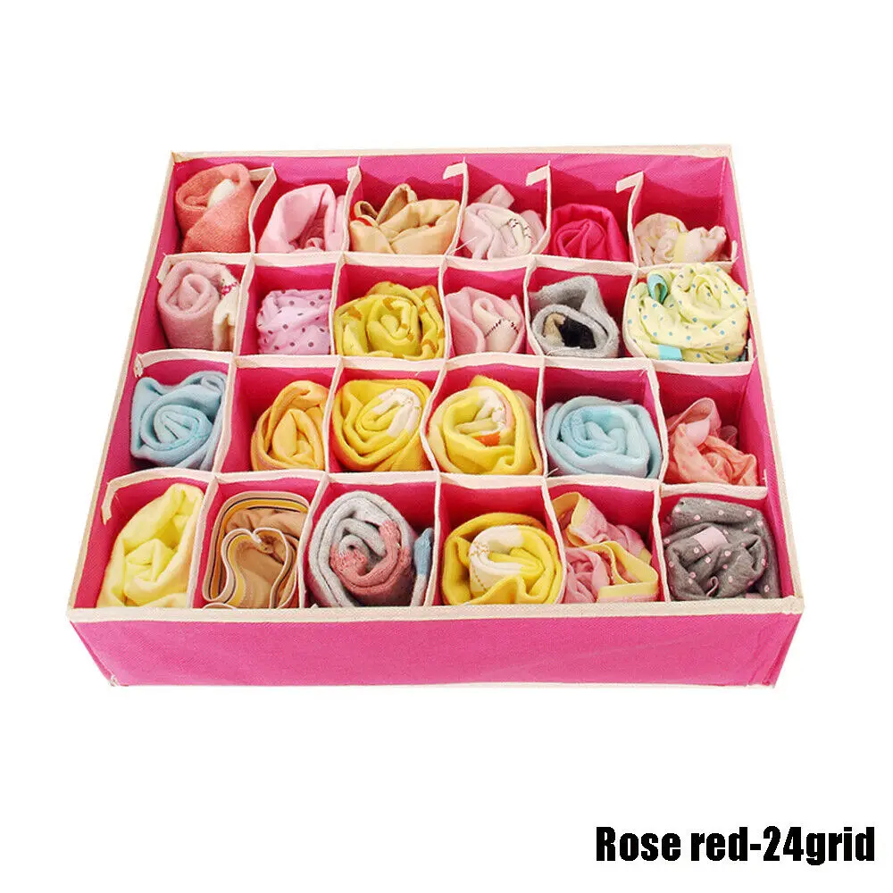 Rose red Новинка, горячая Распродажа, складная коробка для хранения бюстгальтера, нижнего белья, органайзер, разделитель ящиков, 3 цвета, нетканый материал - Цвет: Rose red
