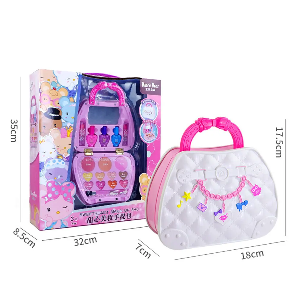 

Children's Makeup Toy Box Girls Safe Pretend Play Toy Non-irritating Cute Eyeshadow Blush Makeup Tools Set Girl Birthday Gifts