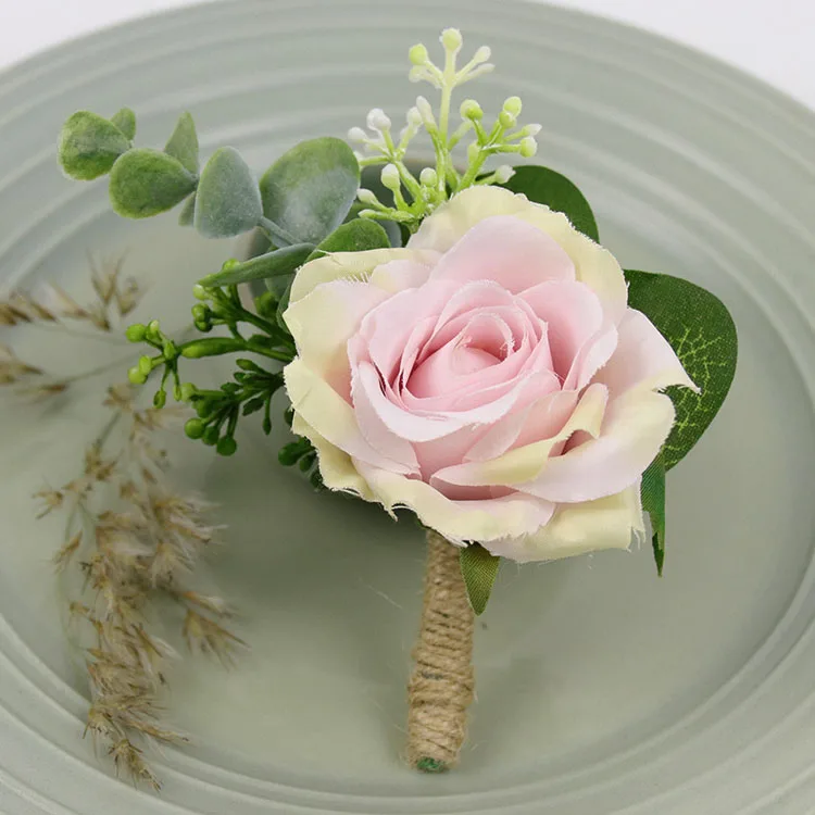 K Boutonniere YO CHO Свадебный планировщик розы Искусственный шелк цветок на запястье корсаж браслет жених бутоньерка белый свадебный для мужчин свадебные цветы - Цвет: K Boutonniere