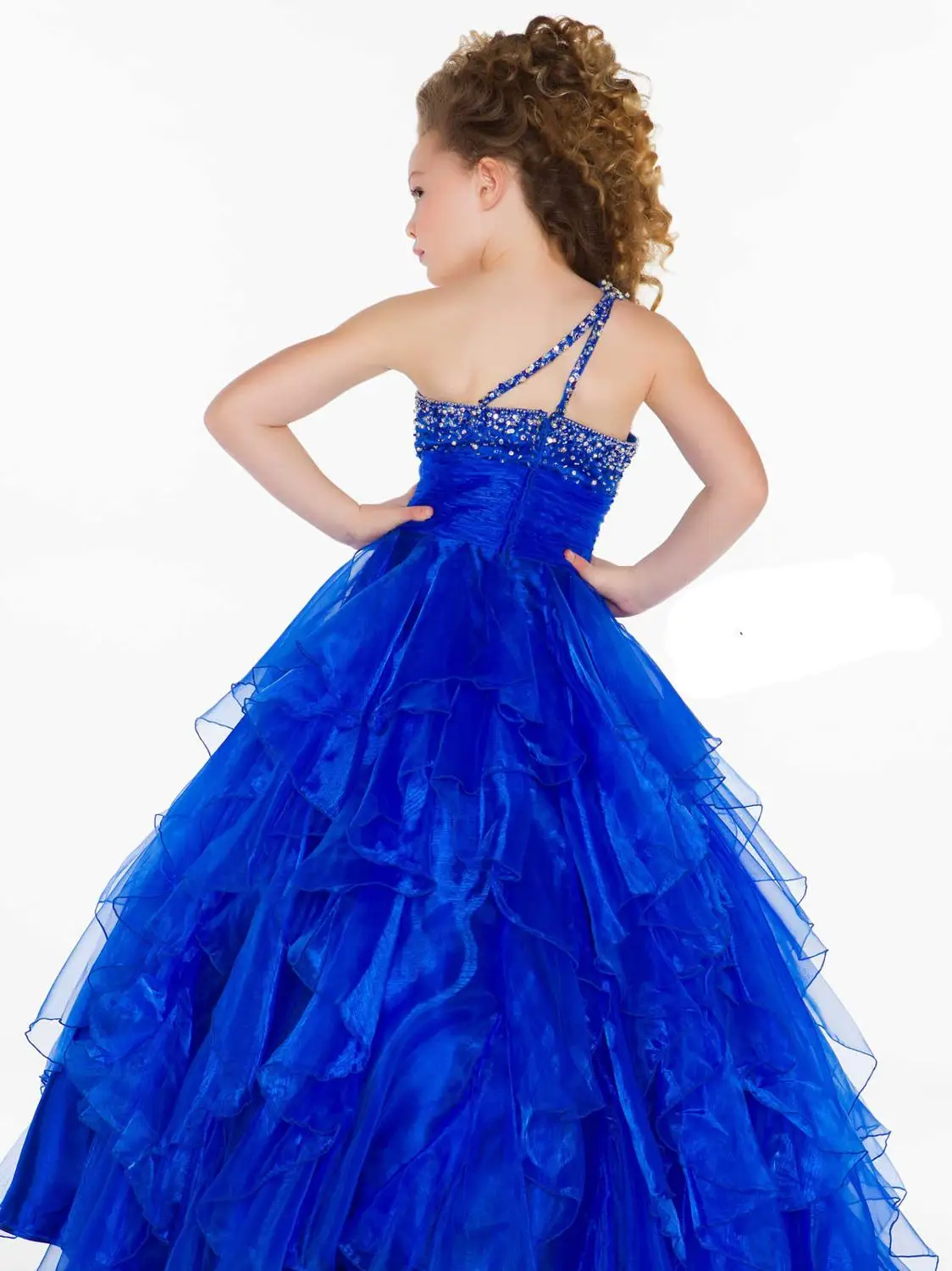 Bright Blue Fushcia Green One Shoulder Flower Girl Dresses Girls' Pageant Holidays/Birthday Custom Size 2-14 F14 |