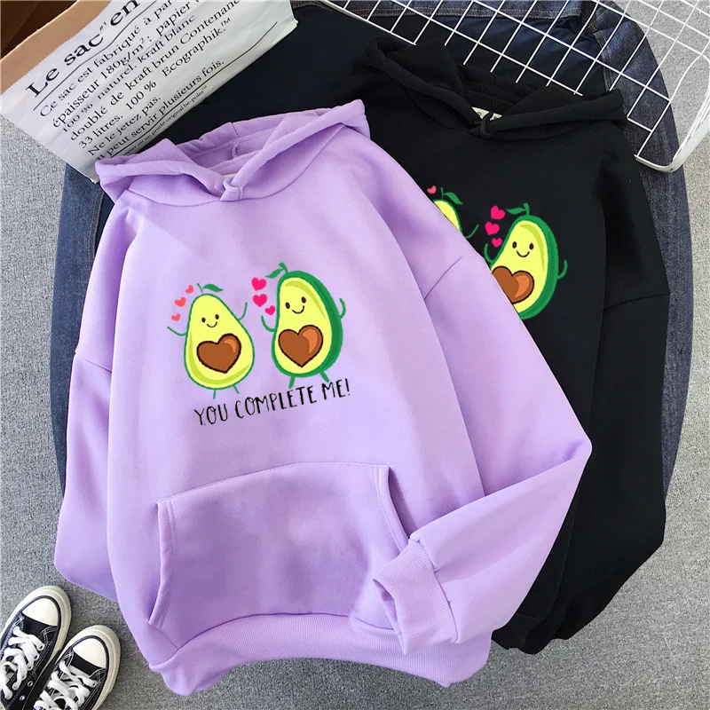 

Cute Sweatshirts Warm Female Ullzang Graphic Hoody Avocado Hoodies Small Fresh 90s Women Vegan Kawaii Cartoon Harajuku