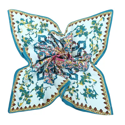 

100*100cm New Chinese-Style Vintage Blue and White Porcelain Twill Large Square Scarf Women's All-match Scarf Shawl