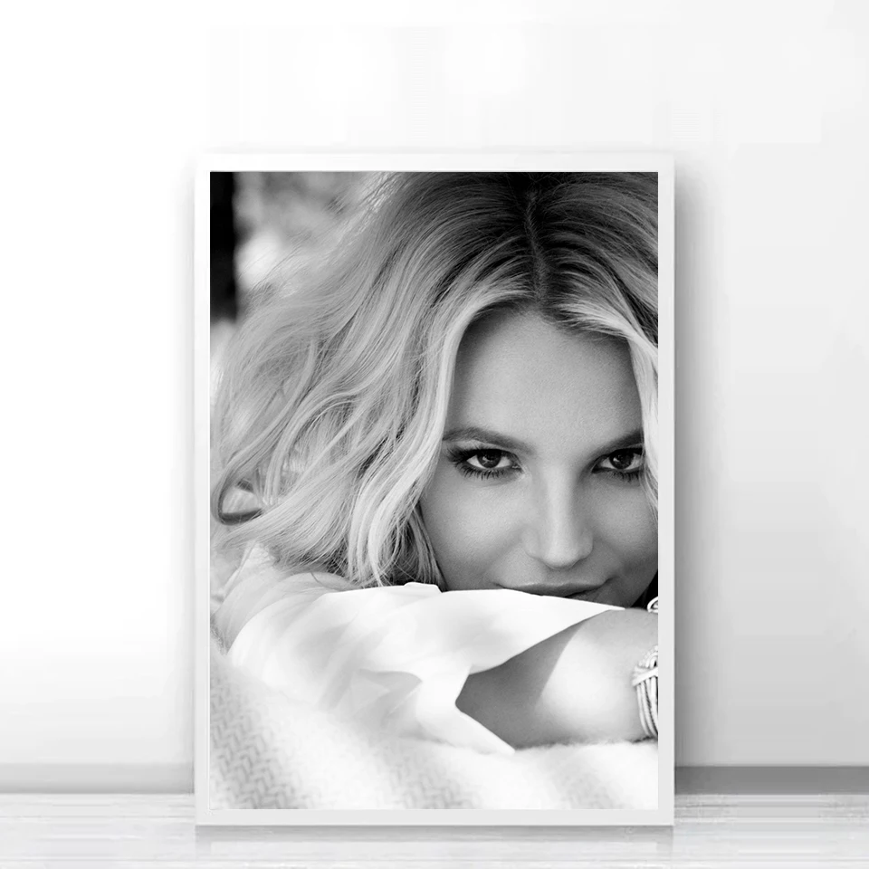 Britney spears poster Canvas Wall Mural Sticker Black And White Wallpaper Room Decor | Painting & Calligraphy